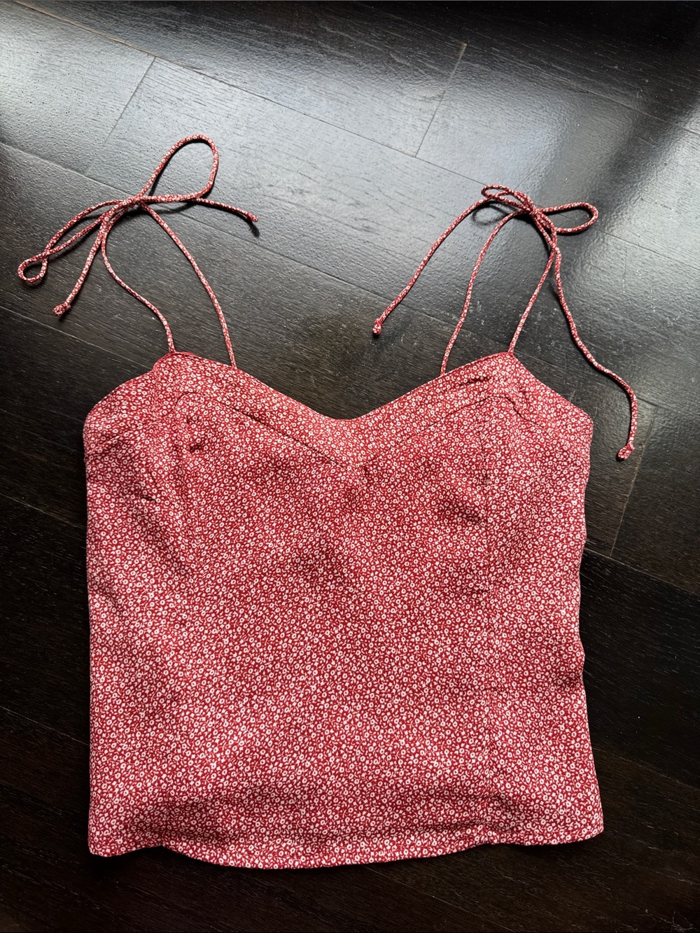 Abercrombie & Fitch Red Floral Tie-Shoulder Cami